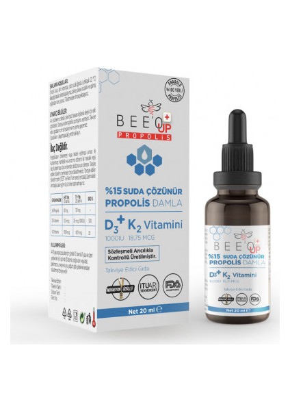 Beeo Up D3+K2 Suda Çözünür Damla 20 ml