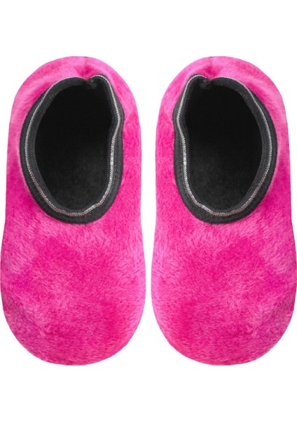 Pembe Peluş Altı Kaymaz Çocuk Ev Patiği 4-6 Yaş