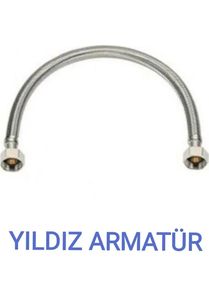 Yıldız Armatür Paslanmaz Çelik Örgülü Hortum,klozet,taharet Musluğu Fleksi Bağlantı Hortumu Flex 3/8-3/8 70 cm