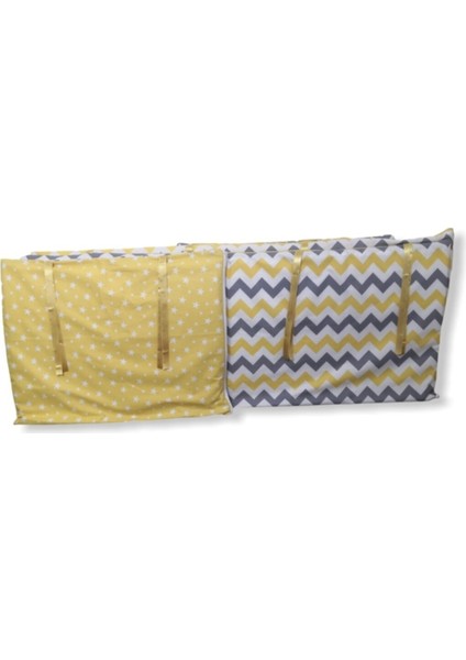 Bebek/çocuk Beşik Kenar Koruma 80X180 Beşik Için (4 Parça) Sarı Zikzaklı ve Yıldızlı