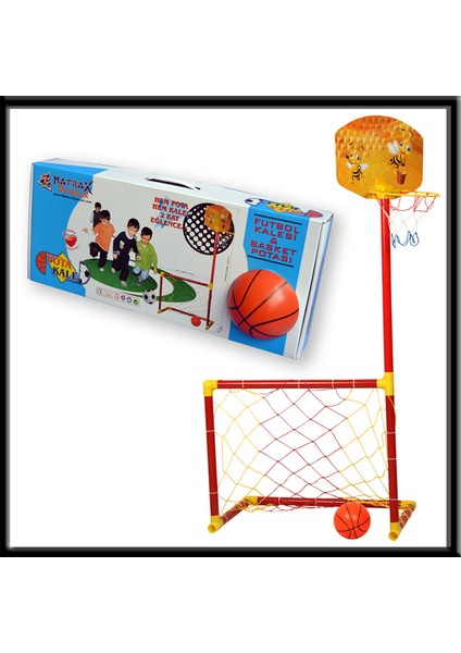 Akçiçek Oyuncak Portatif Kale-Basket Potası (2si 1 Arada)(13 cm Çapında Top li)