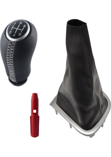 Renault Megane 3 Gri Çerçeve Körük ve Deri Gri Dikiş Vites Topuzu