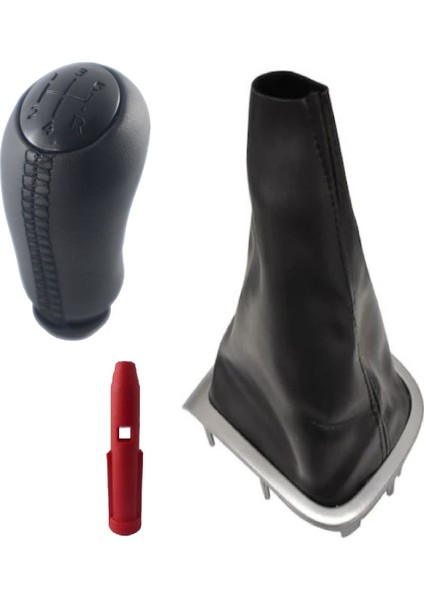 Renault Megane 3 Gri Çerçeve Körük ve Deri Siyah Vites Topuzu