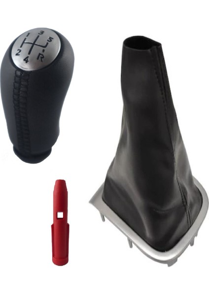 Renault Fluence Gri Çerçeve Körük ve Deri Gri Kapak Vites Topuzu