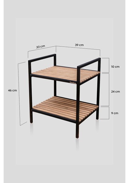 Metal Ahşap Dekoratif Ayakkabılık 2 Raflı Terliklik Çok Amaçlı Raf Komodin indirimleri