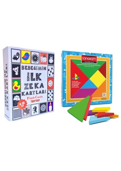 Diy-Toy Diytoy Ilk Zeka Kartları + Redka Renkli Tangram (2'li Set)