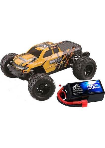 Haıboxıng 1/16TH Scale 4WD Brushless Truck Uzaktan Kumandalı Araba Rtr (Sarı) + 1500 Mah 7.4V 2s 30C Lipo Batarya