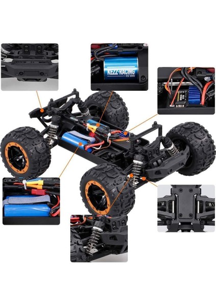 Haıboxıng 1/16TH Scale 4WD Brushless Truck Uzaktan Kumandalı Araba Rtr (Sarı) + 1500 Mah 7.4V 2s 30C Lipo Batarya