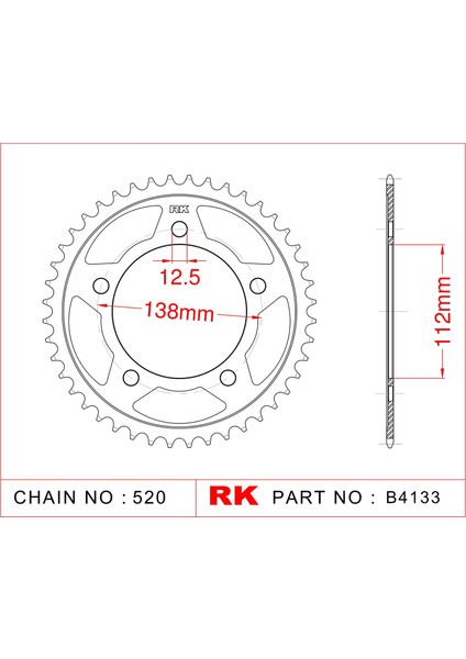 Honda NC 750 X DCT RK Çelik Arka Dişli B4133-39 (2014-2020)