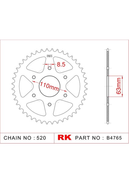 Ktm RC 200 RK Çelik Arka Dişli B4765-42 (2014-2019)