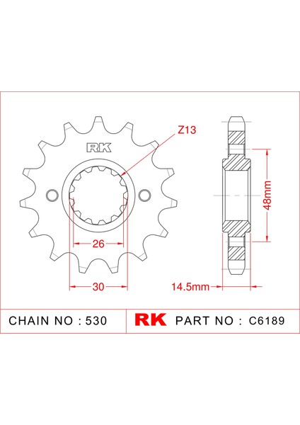 Honda VFR 800 X CROSSRUNNER ABS RK Çelik Ön Dişli C6189-16 (2011-2014)