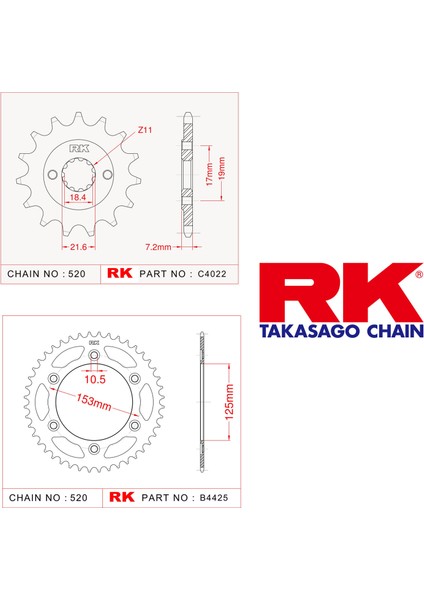 Honda CRF 250 L Rk Ön Arka Dişli 520 - 14/40 T (2013-2020)