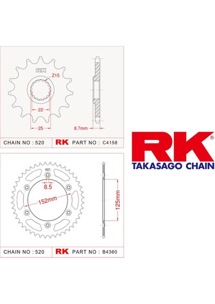 Beta RR 2T ENDURO 250 Rk Ön Arka Dişli 520 - 14/49 T (2017-2020)