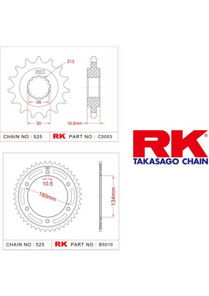 Honda CBR 1000 RR Rk Ön Arka Dişli 525 -16/43T (2017-2019)