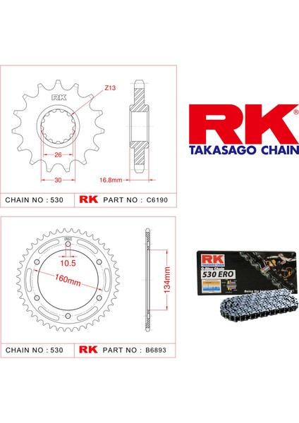 Honda Cbr 954 Rr Rk Zincir Dişli Set 530 Ero O-Ring 16/43T(2000-2003)