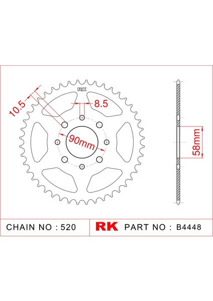 Ktm DUKE 200 RK Çelik Arka Dişli B4448-45 (2012-2014)