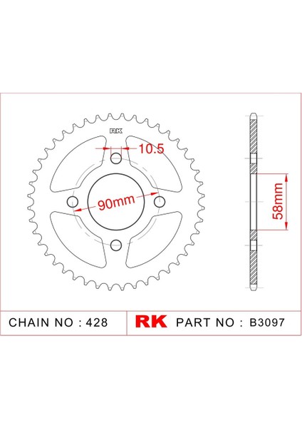 Honda CB 125 F Rk Çelik Arka Dişli B3097-45 (2015-2020)