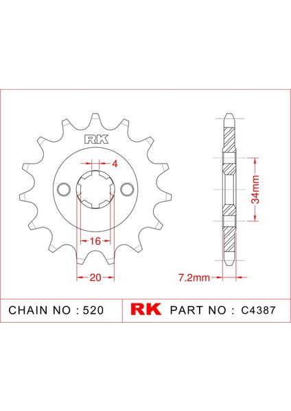 Ktm Duke 200 Rk Çelik Ön Dişli C4387-14 (2012-2019)