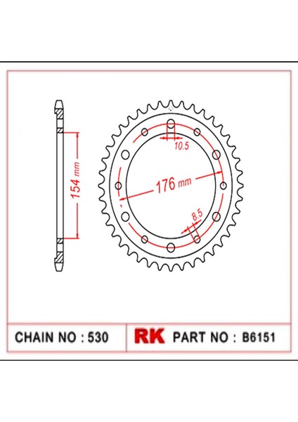 Honda VFR 800 X CROSSRUNNER RK Çelik Arka Dişli B6151-43 (2011-2014)