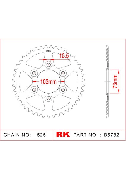 Ducati MULTISTRADA 950 Rk Çelik Arka Dişli B5782-43 (2017-2020)