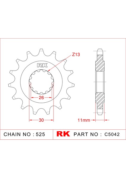 Yamaha FZ 8 RK Çelik Ön Dişli C5042-16 (2010-2016)
