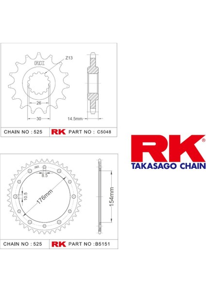 Honda Vfr 800 x Crossrunner Abs Rk Ön Arka Dişli 525 - 16/43 T(2015-2019)