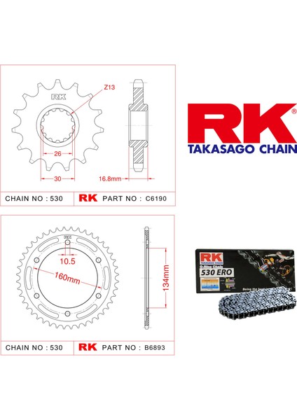 Honda Cbr 929 Rr Rk Zincir Dişli Set 530 Ero O-Ring 16/43T(2000-2003)