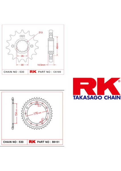 Honda VFR 800 X CROSSRUNNER ABS Rk Ön Arka Dişli 530 - 16/43 T (2011-2014)