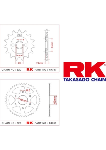 Ktm Duke 200 Rk Ön Arka Dişli 520 - 14/42 T(2015-2019)