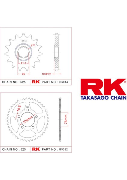 Benellı Tnt 250 Rk Ön Arka Dişli 525 -14/44T(2015-2020)