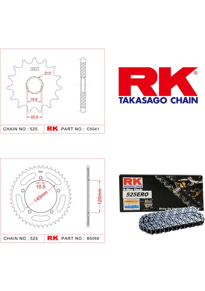 Suzuki GSX-R 600 Rk Zincir Dişli Set 525 ERO O-Ring 16/45T (2004-2005)