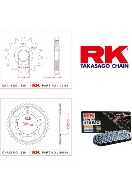 Yamaha Yzf-R6 Rk Zincir Dişli Set 530 Ero O-Ring 16/48T(1999-2002)