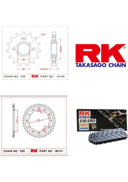 Honda VFR 800 X CROSSRUNNER Rk Zincir Dişli Set 530 ERO O-Ring 16/43T (2011-2014)
