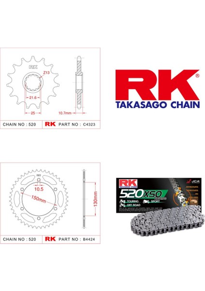 Yamaha Xj 6 N Rk X-Ring Zincir Dişli Set 520 XSO-16/46T(2010-2015)