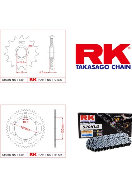 Yamaha XJ 6 N Rk Zincir Dişli Set 520 KLO O-Ring 16/46T (2010-2015)