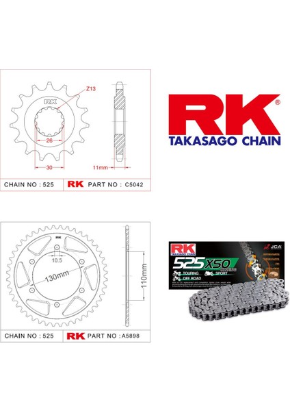 Yamaha MT-07 ABS Rk X-ring Zincir Dişli Set 525 XSO-16/43T (2014-2019)