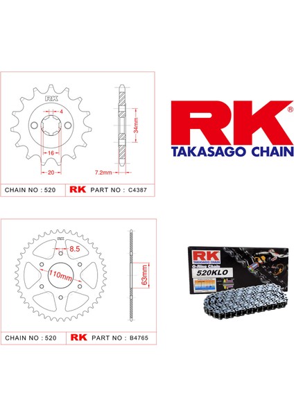 Ktm Duke 125 Rk Zincir Dişli Set 520 Klo O-Ring 14/45T(2014-2016)