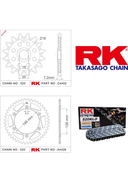 Suzuki RM 125 Rk Zincir Dişli Set 520 KLO O-Ring 12/51T (2006-2011)