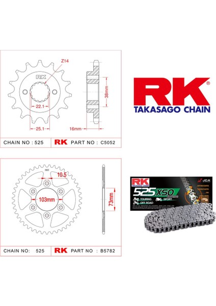 Ducati MULTISTRADA 950 Rk X-ring Zincir Dişli Set 525 XSO 114 L-14/43T (2017-2020)