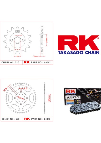 Ktm Duke 125 Rk Zincir Dişli Set 520 Klo O-Ring 14/45T(2011-2013)