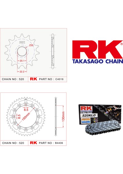 Yamaha Wr 250 R Rk Zincir Dişli Set 520 Klo O-Ring 13/42T(2008-2016)