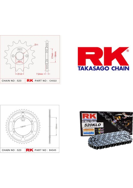 Honda CBR 250 R Rk Zincir Dişli Set 520 KLO O-Ring 14/36T (2014-2018)