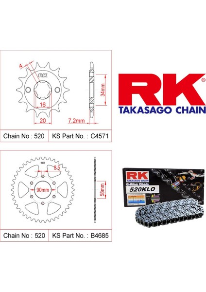 Bajaj Pulsar 200 Ns Rk O-Ring Zincir Dişli Set 520 Klo 108 L-14/40T(2014-2020)