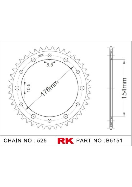 Honda Vfr 800 x Crossrunner Abs Rk Çelik Arka Dişli B5151-43 (2015-2019)