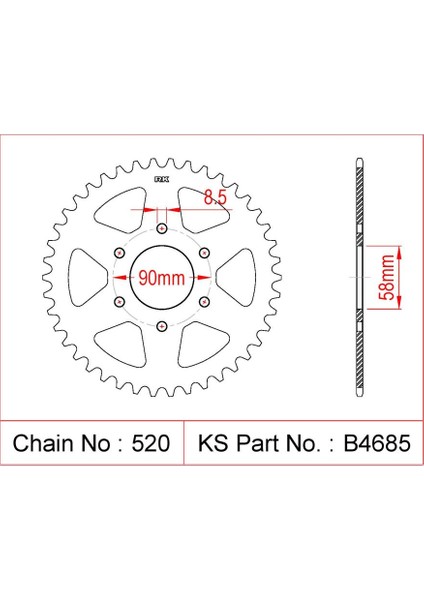 Bajaj PULSAR 200 RS Rk Çelik Arka Dişli B4685-40 (2015-2020)