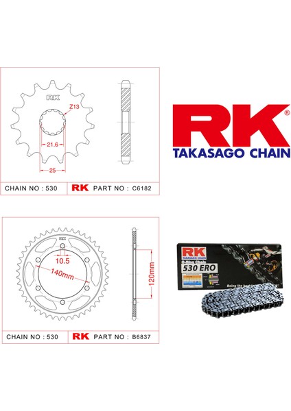 Kawasaki Vn 800 Classic Rk Zincir Dişli Set 530 Ero O-Ring 17/42T(1996-2006)