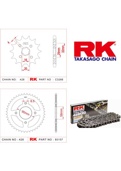 Suzuki GSX 125 R Rk O-ring Zincir Dişli Set 428 KRO 122 L-14/45T (2017-2020)