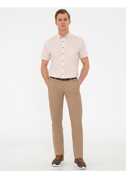 Erkek Vizon Regular Fit Kanvas Pantolon 50233235-VR052