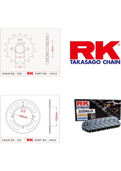 Yamaha Xv 250 Vırago Rk Zincir Dişli Set 520 Klo O-Ring 16/45T(1989-2004)
