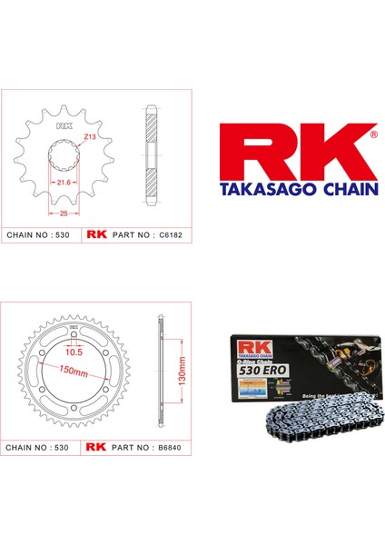 Yamaha Fzs 600 Fazer Rk Zincir Dişli Set 530 Ero O-Ring 15/48T(2002-2003)